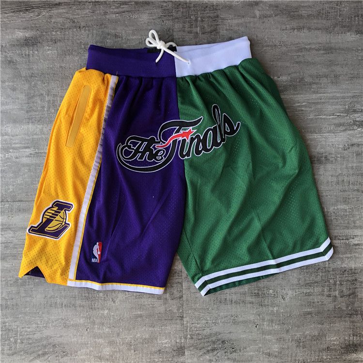 Men NBA 2021 Los Angeles Lakers Yellow Shorts 4